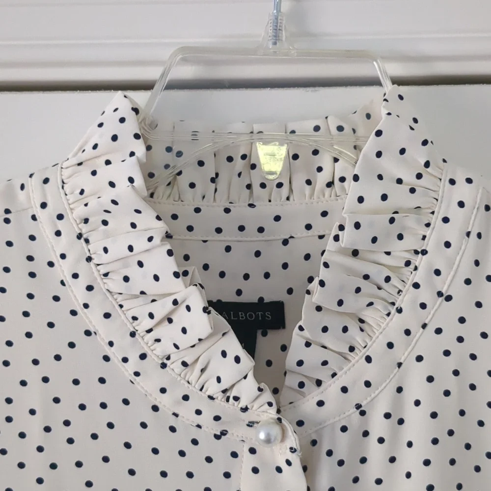 Talbots - Ruffle Trim Blouse - Polka Dot - Picture 2 of 11